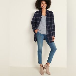 Old Navy Relaxed Plaid Button Front Coat